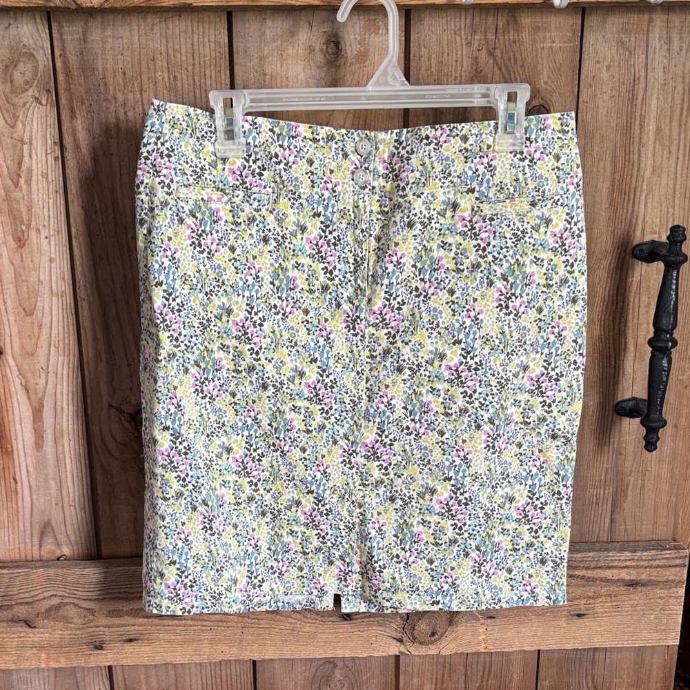 J. Jill Live-in Chino Floral Pencil Skirt in Yellow, Pink, Blue w pockets!